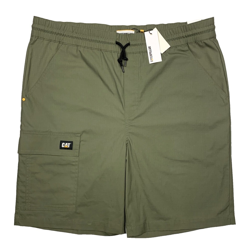 Caterpillar CAT Shorts Mens XL Green Cargo Work Utility Ripstop Shorts NWT